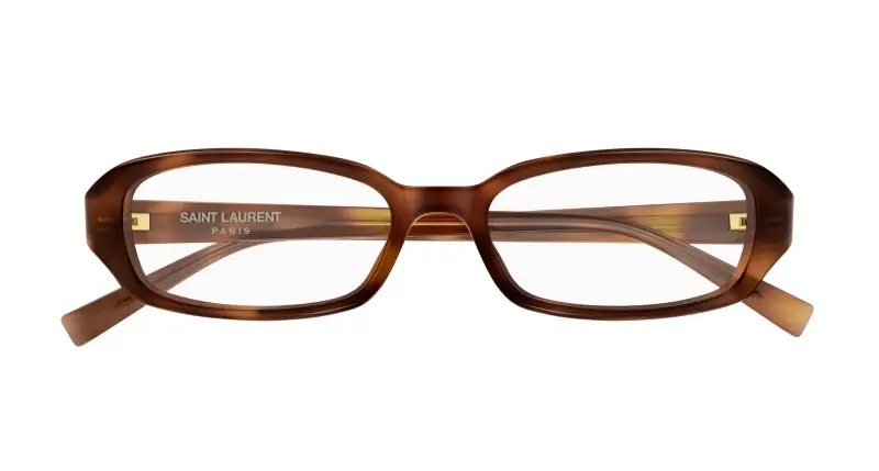 Unisex SAINT LAURENT SL 872 ERIN OPT 003 Montature da vista Acetato Havana Trasparente Rotonda miniatura 2