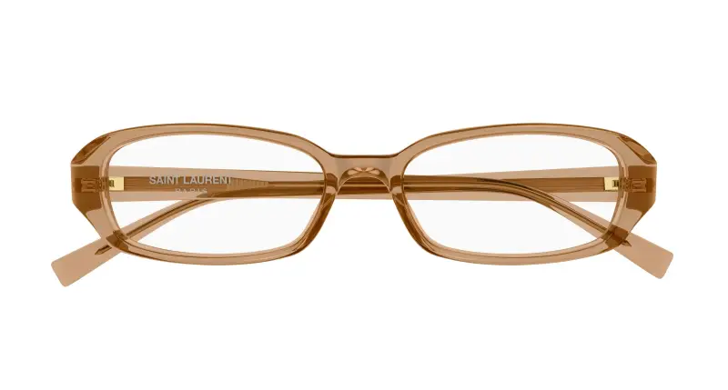 Unisex SAINT LAURENT SL 872 ERIN OPT 004 Montature da vista Acetato Marrone Trasparente Rotonda miniatura 2