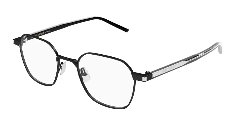Unisex SAINT LAURENT SL 883 001 Montature da vista Metallo Nero Trasparente Rotonda