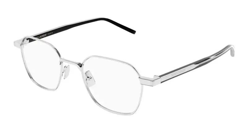 Unisex SAINT LAURENT SL 883 002 Montature da vista Metallo Argento Trasparente Rotonda
