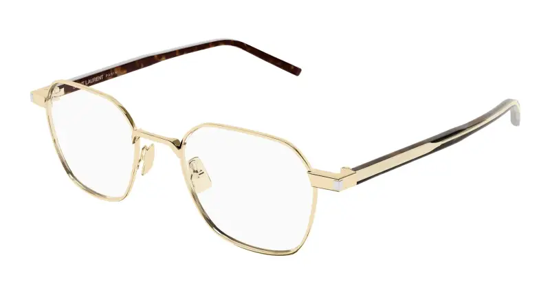 Unisex SAINT LAURENT SL 883 006 Montature da vista Metallo Oro Trasparente Rotonda