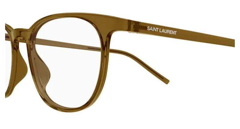 Unisex SAINT LAURENT SL 884 005 Montature da vista Bio-iniettato Marrone Trasparente Rotonda miniatura 3