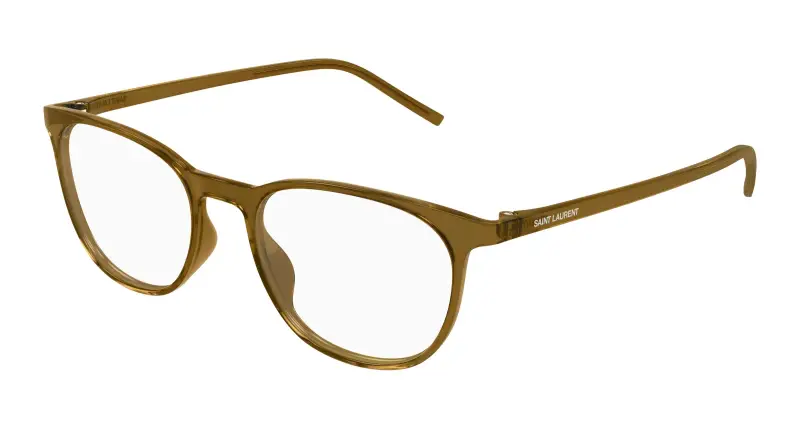 Unisex SAINT LAURENT SL 884 005 Montature da vista Bio-iniettato Marrone Trasparente Rotonda