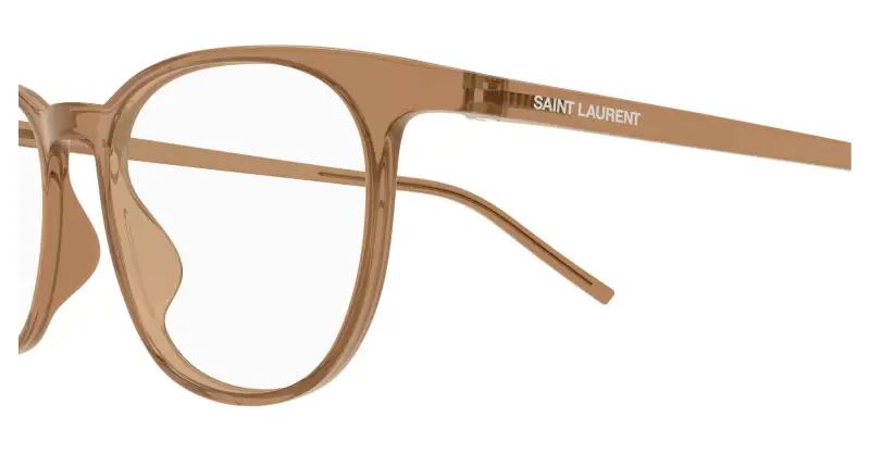 Unisex SAINT LAURENT SL 884 006 Montature da vista Bio-iniettato Marrone Trasparente Rotonda miniatura 3