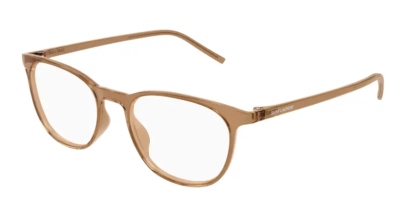Unisex SAINT LAURENT SL 884 006 Montature da vista Bio-iniettato Marrone Trasparente Rotonda
