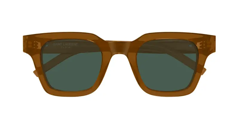 Unisex SAINT LAURENT SL M157 005 Occhiali da sole Acetato Marrone Verde Squadrata miniatura 2