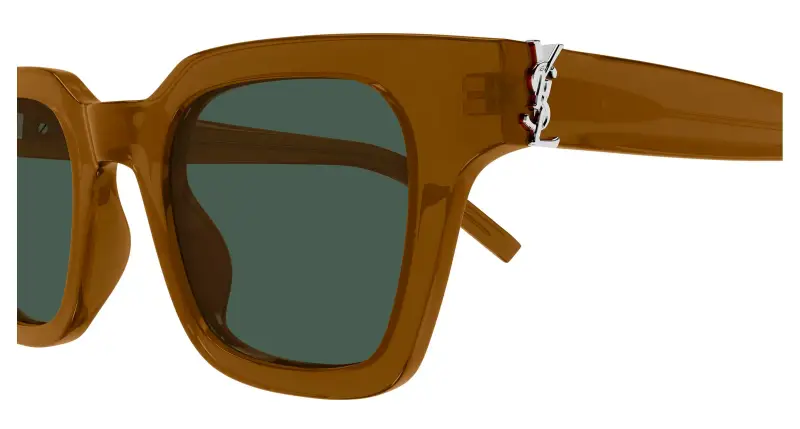 Unisex SAINT LAURENT SL M157 005 Occhiali da sole Acetato Marrone Verde Squadrata miniatura 3