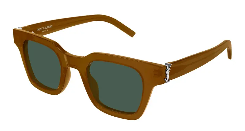 Unisex SAINT LAURENT SL M157 005 Occhiali da sole Acetato Marrone Verde Squadrata