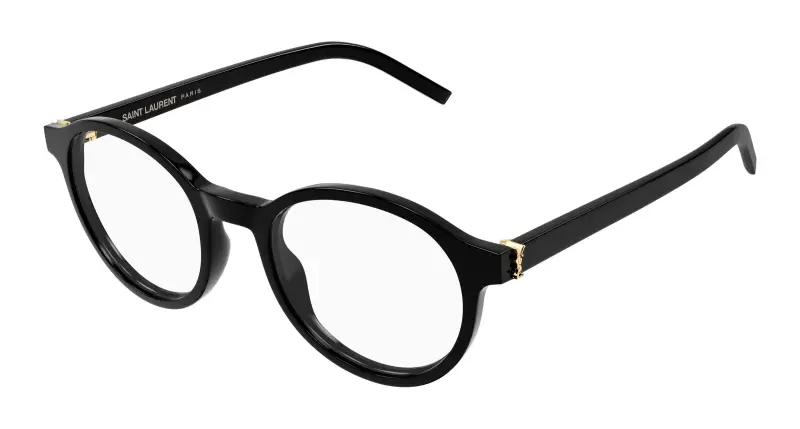 Unisex SAINT LAURENT SL M163 001 Montature da vista Acetato Nero Trasparente Rotonda