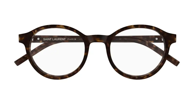 Unisex SAINT LAURENT SL M163 002 Montature da vista Acetato Havana Trasparente Rotonda miniatura 2