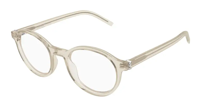 Unisex SAINT LAURENT SL M163 004 Montature da vista Acetato Beige Trasparente Rotonda