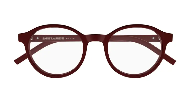 Unisex SAINT LAURENT SL M163 006 Montature da vista Acetato Bordeaux Trasparente Rotonda miniatura 2