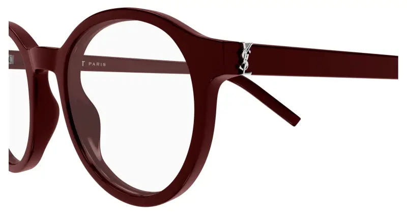 Unisex SAINT LAURENT SL M163 006 Montature da vista Acetato Bordeaux Trasparente Rotonda miniatura 3