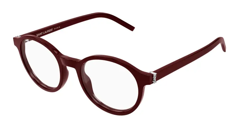 Unisex SAINT LAURENT SL M163 006 Montature da vista Acetato Bordeaux Trasparente Rotonda