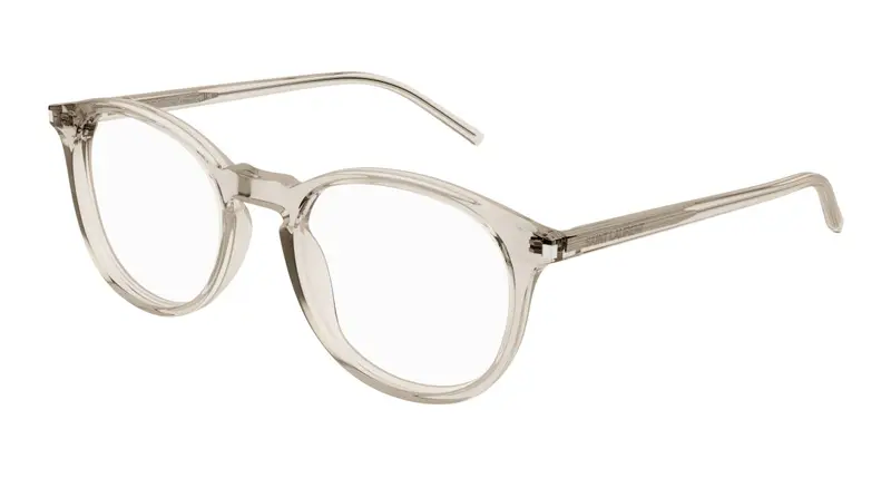 SAINT LAURENT Unisex SL 106 010 Montature da vista  Beige Trasparente Rotonda