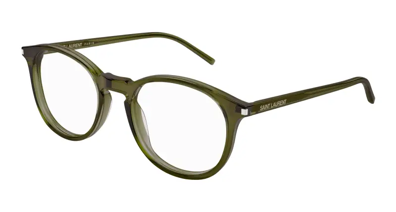 Unisex SL 106 012 Montature da vista Acetato Verde Trasparente Rotonda