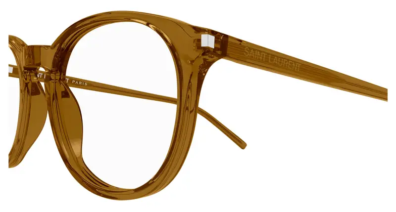 SAINT LAURENT Unisex SL 106 020 Montature da vista Acetato Marrone Trasparente Rotonda miniatura 2