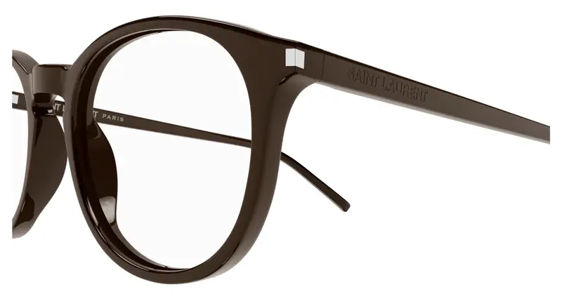 SAINT LAURENT Unisex SL 106 021 Montature da vista Acetato Marrone Trasparente Rotonda miniatura 2