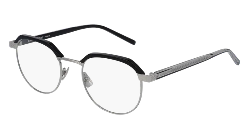 SAINT LAURENT Unisex SL 124 001 Montature da vista Metallo Nero  Rotonda