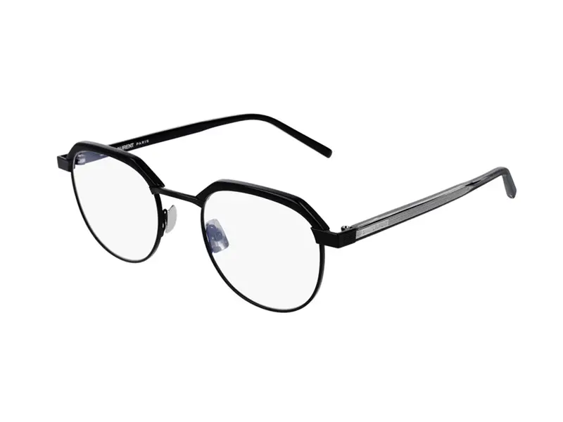 SAINT LAURENT Unisex SL 124 004 Montature da vista Metallo Nero Trasparente Rotonda