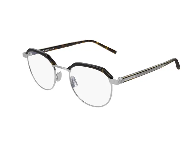 SAINT LAURENT Unisex SL 124 005 Montature da vista Metallo Havana Trasparente Rotonda