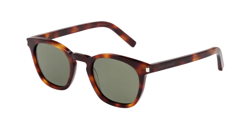 SAINT LAURENT Unisex SL 28 003 Occhiali da sole Acetato Havana Verde Squadrata Normale