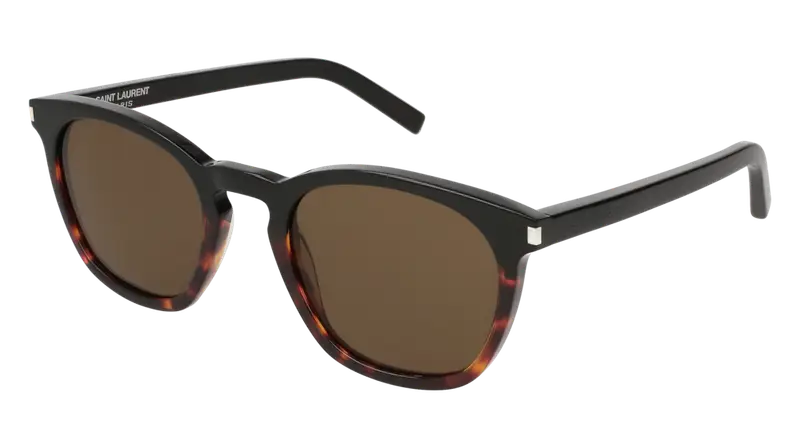 SAINT LAURENT Unisex SL 28 025 Occhiali da sole Acetato Nero Marrone Squadrata Normale
