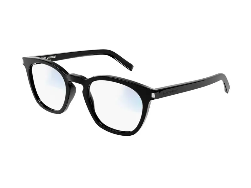 SAINT LAURENT Unisex SL 28 044 Occhiali da sole Acetato Nero Trasparente Squadrata Fotocromatiche Fotocromatico