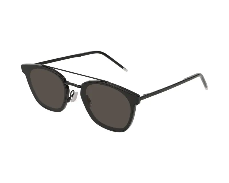 SAINT LAURENT Unisex SL 28 METAL 001 Occhiali da sole Metallo Nero Grigio Squadrata Normale Antiriflesso
