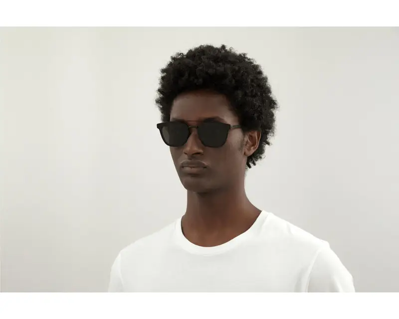 SAINT LAURENT Unisex SL 28 METAL 001 Occhiali da sole Metallo Nero Grigio Squadrata Normale Antiriflesso miniatura 2