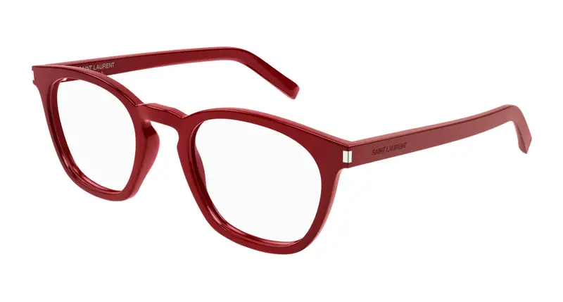 SAINT LAURENT Unisex SL 28 OPT 011 Montature da vista Acetato Rosso Trasparente Rotonda