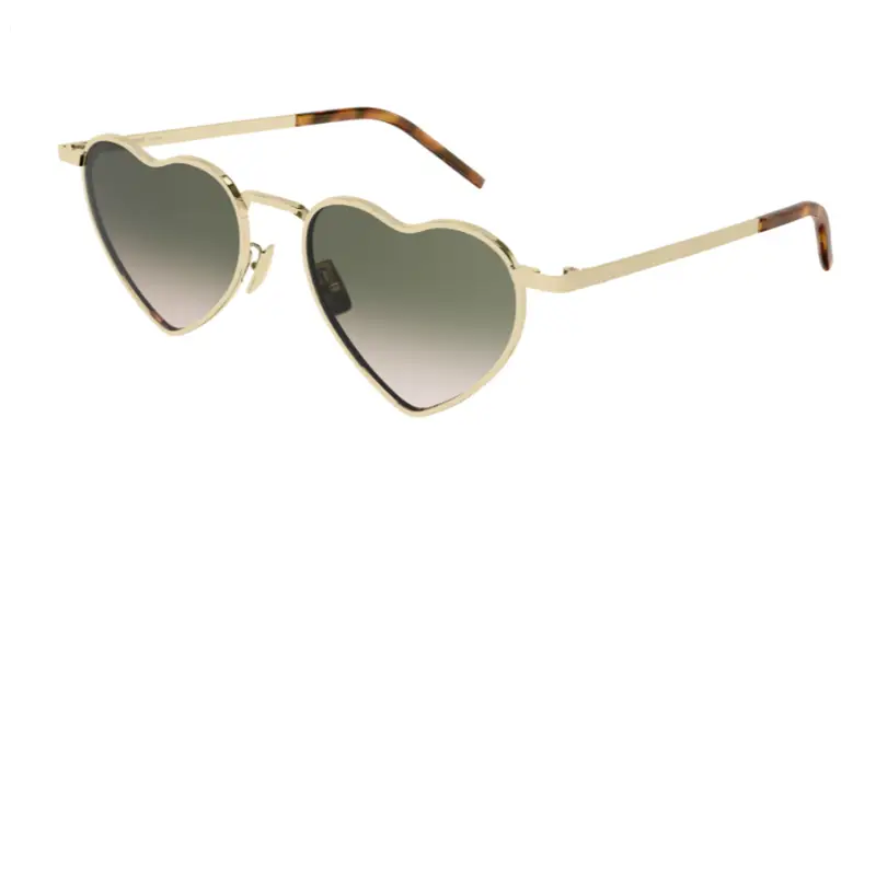 SAINT LAURENT Unisex SL 301 LOULOU 011 Occhiali da sole Metallo Oro Verde Geometrica  Sfumato