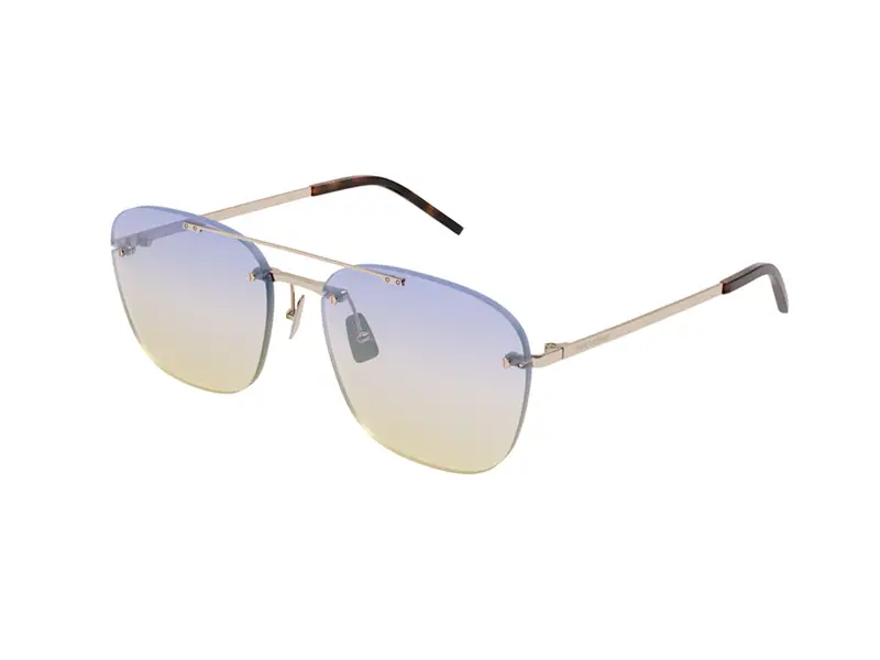 SAINT LAURENT Unisex SL 309 RIMLESS 004 Occhiali da sole Metallo Oro Viola Pilot Normale Sfumato