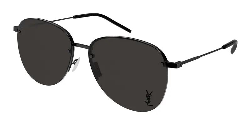 SAINT LAURENT Unisex SL 328/K M 001 Occhiali da sole Metallo Nero Nero Pilot