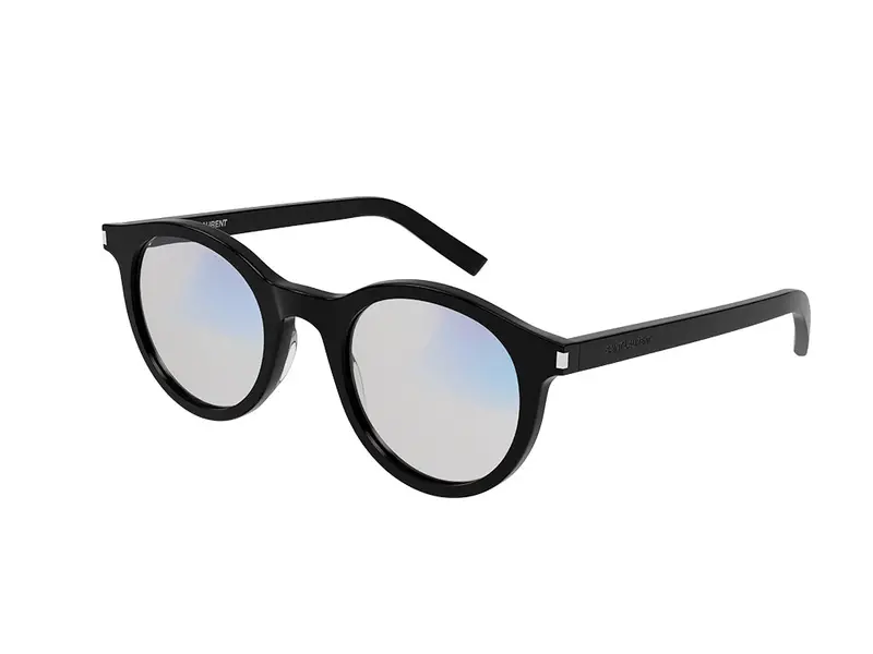 SAINT LAURENT Unisex SL 342 006 Occhiali anti luce blu Acetato Nero Grigio Rotonda Anti-luce blu Fotocromatico