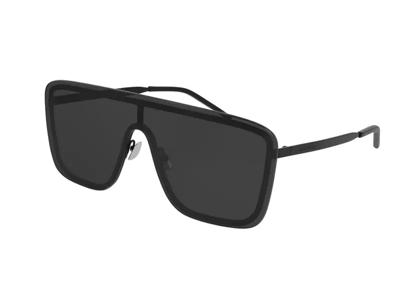 SAINT LAURENT Unisex SL 364 MASK 002 Occhiali da sole Metallo Nero Nero Squadrata Normale