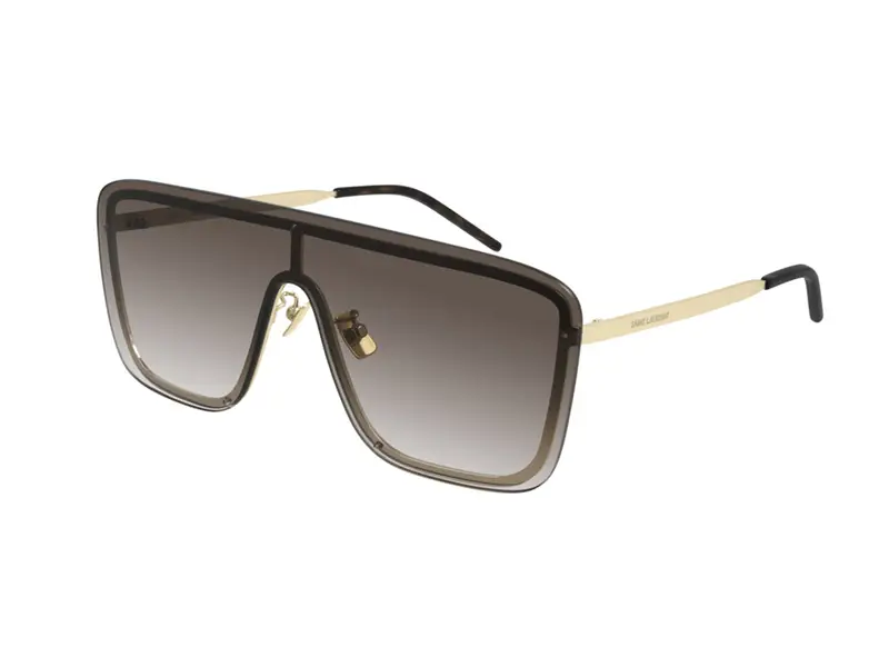 SAINT LAURENT Unisex SL 364 MASK 006 Occhiali da sole Metallo Oro Marrone Maschera Normale