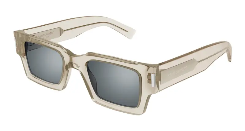 SAINT LAURENT Unisex SL 572 003 Occhiali da sole Acetato Beige Argento Squadrata  Specchiato