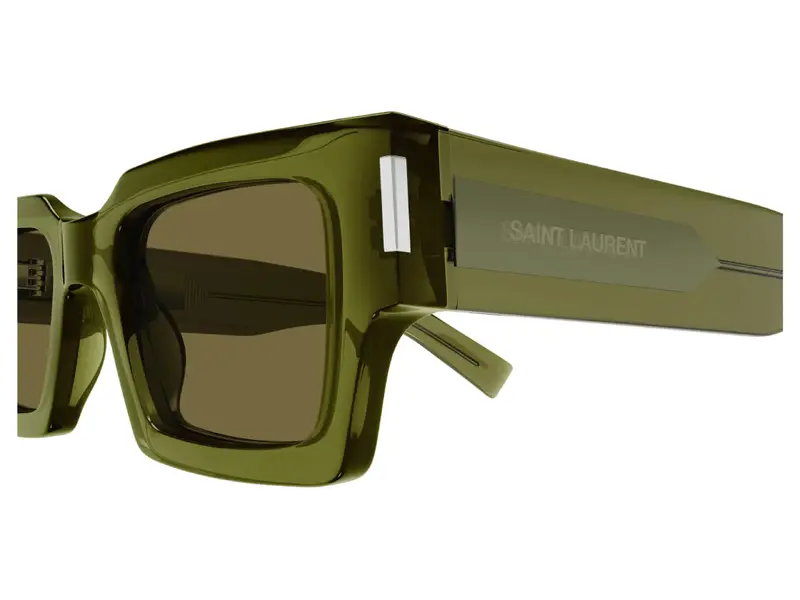 SAINT LAURENT Unisex SL 572 005 Occhiali da sole Acetato Verde Marrone Squadrata miniatura 2