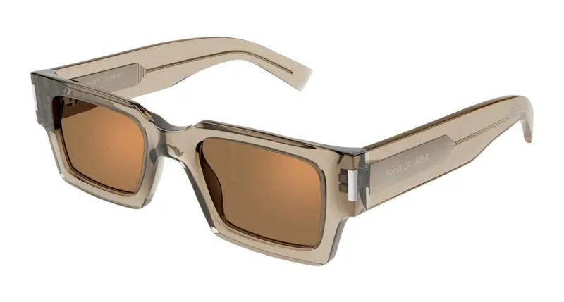 SAINT LAURENT Unisex SL 572 006 Occhiali da sole Acetato Giallo Marrone Squadrata  Flash