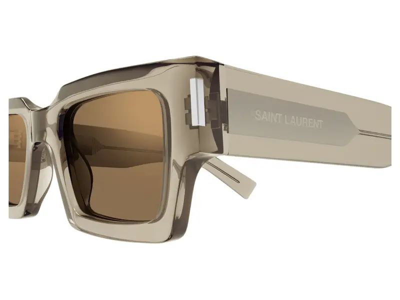 SAINT LAURENT Unisex SL 572 006 Occhiali da sole Acetato Giallo Marrone Squadrata Flash miniatura 2