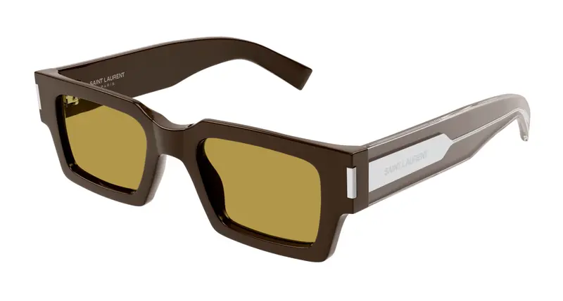 SAINT LAURENT Unisex SL 572 007 Occhiali da sole Acetato Marrone Marrone Squadrata