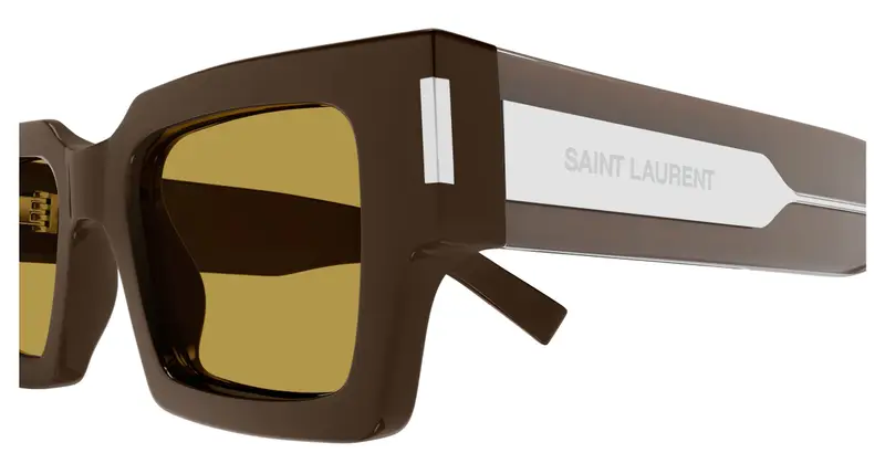 SAINT LAURENT Unisex SL 572 007 Occhiali da sole Acetato Marrone Marrone Squadrata miniatura 2