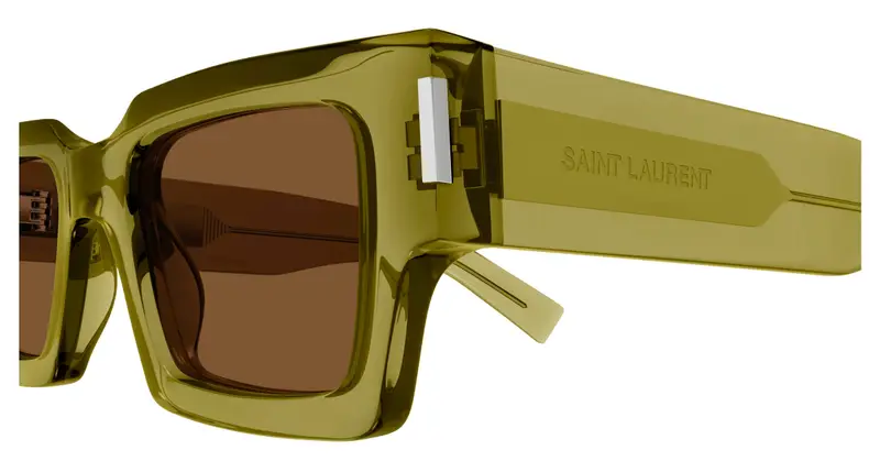 SAINT LAURENT Unisex SL 572 008 Occhiali da sole Acetato Verde Marrone Squadrata miniatura 2