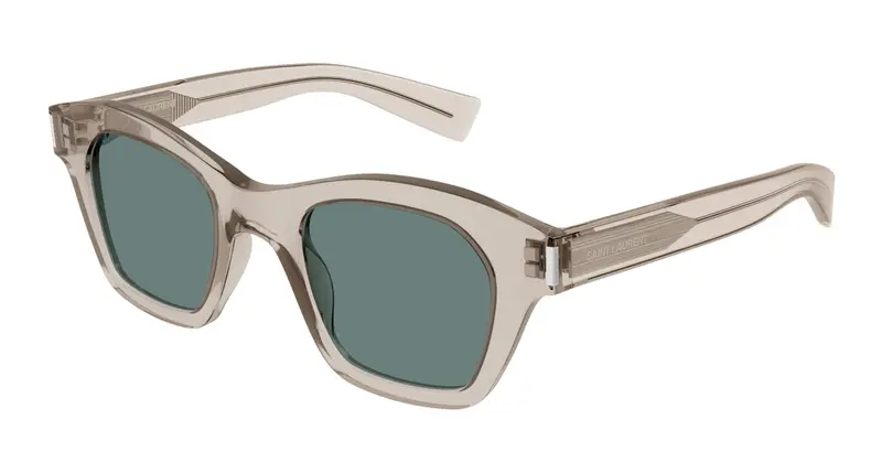 SAINT LAURENT Unisex SL 592 005 Occhiali da sole Acetato Beige Verde Squadrata Normale