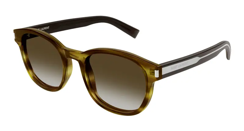 SAINT LAURENT Unisex SL 620 005 Occhiali da sole Acetato Havana Marrone Rotonda Normale Sfumato