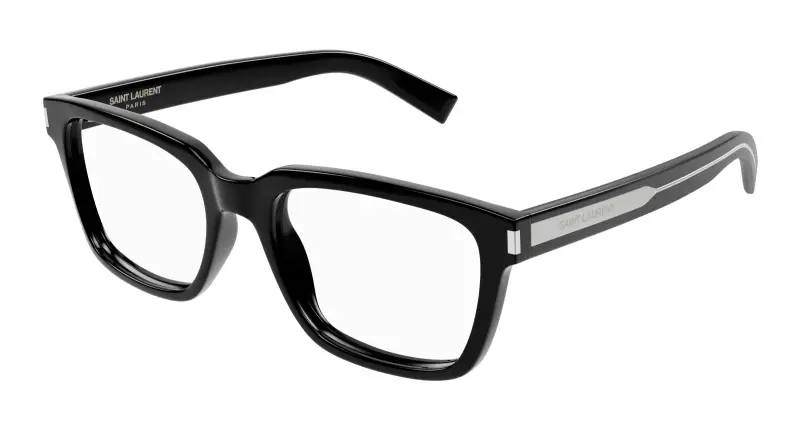 Unisex SL 621 001 Montature da vista Acetato Nero Trasparente Squadrata Antiriflesso
