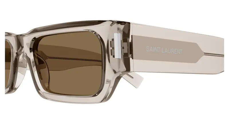 SAINT LAURENT Unisex SL 660 004 Occhiali da sole Acetato Beige Marrone Squadrata miniatura 2