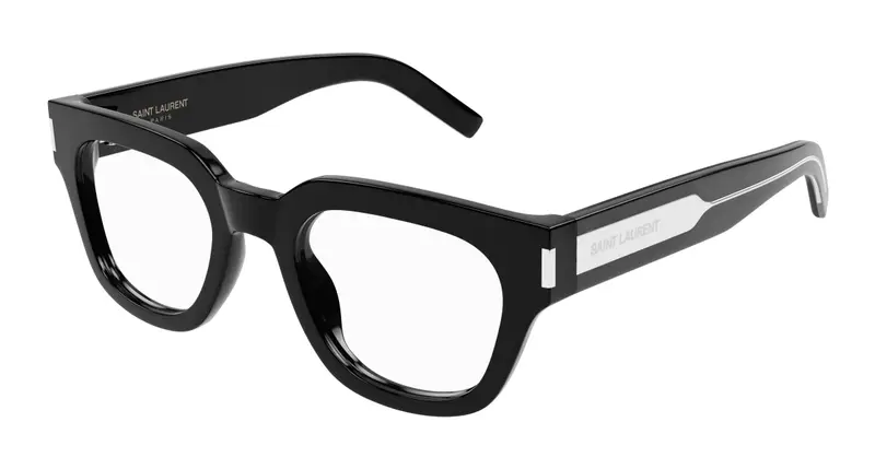 SAINT LAURENT Unisex SL 661 001 Montature da vista Acetato Nero Trasparente Squadrata