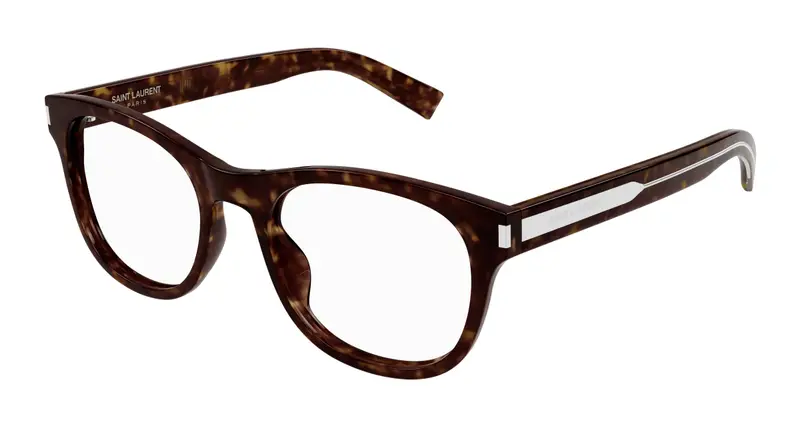 SAINT LAURENT Unisex SL 663 002 Montature da vista Acetato Havana Trasparente Squadrata